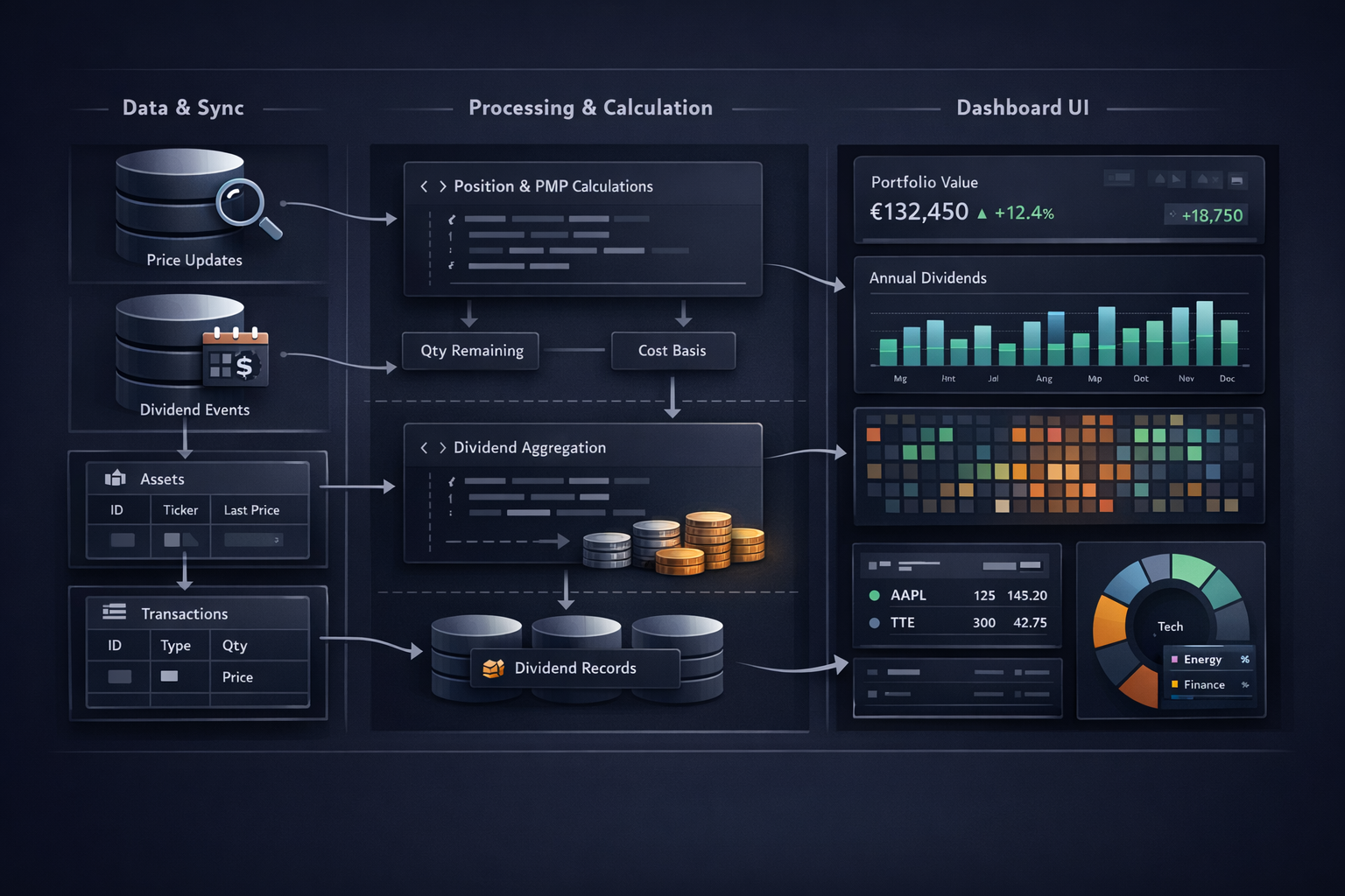 Dashboard Dividende & plu value